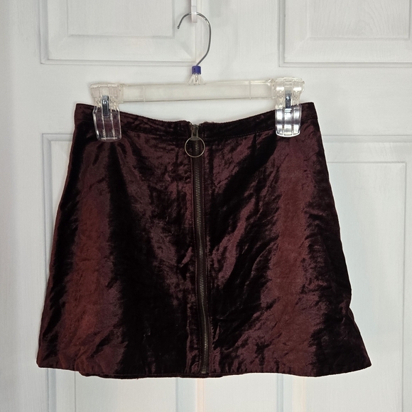 Free People One & Only Fit and Flare Burgundy Velvet Mini Skirt - Picture 9 of 9
